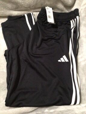 ADIDAS~Men’s Black/White~Soccer Tapered (Zipper) Leg Sweat Pants~2XL~NWT